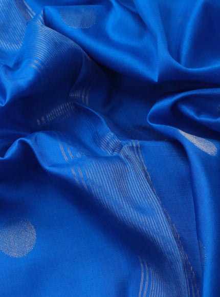 Pure uppada silk saree blue with silver zari woven coin buttas and silver zari woven border