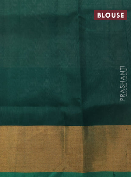 Pure uppada silk saree peach shade and green with silver & gold zari woven buttas and zari woven border