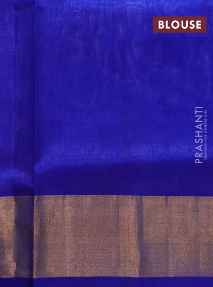 Pure uppada silk saree lavender and blue with silver & gold zari woven tilak buttas and jamdhani design pallu & zari woven border