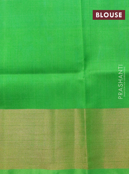 Pure uppada silk saree cs blue and light green with allover thread & zari geometric buttas and zari woven border