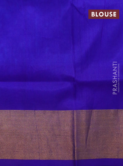 Pure uppada silk saree cs blue and blue with silver & gold zari woven buttas and zari woven border