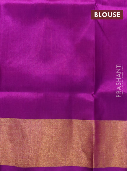 Pure uppada silk saree pink and purple with silver & gold zari woven buttas and zari woven border