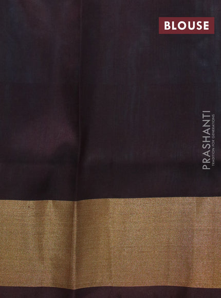 Pure uppada silk saree teal green and coffee brown with zari woven jamdhani buttas and zari woven border