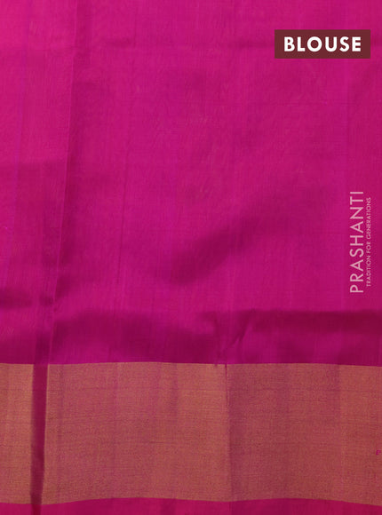 Pure uppada silk saree mustard yellow and pink with zari woven jamdhani buttas and zari woven border