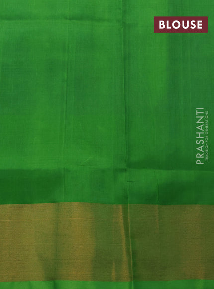 Pure uppada silk saree cs blue and light green with zari woven jamdhani buttas and zari woven border