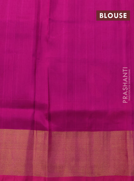 Pure uppada silk saree green and pink with zari woven jamdhani buttas and zari woven border