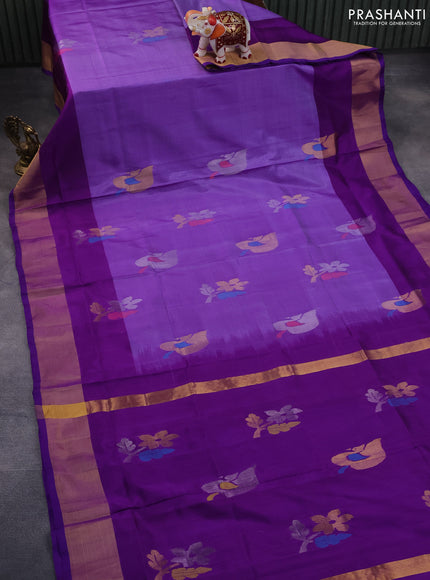 Pure uppada silk saree violet and purple shade with zari woven jamdhani buttas and zari woven border