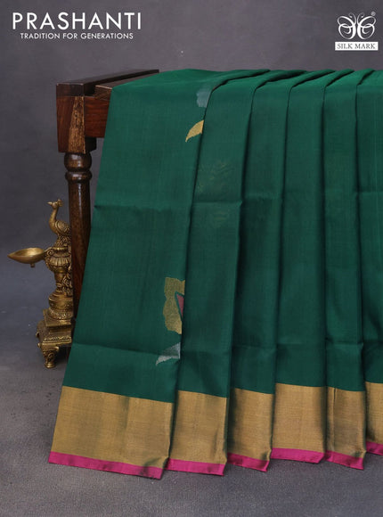 Pure uppada silk saree green and pink with zari woven jamdhani buttas and zari woven border