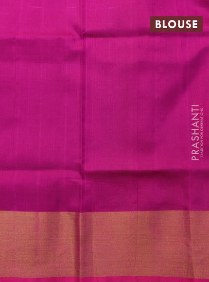 Pure uppada silk saree green and pink with zari woven jamdhani buttas and zari woven border