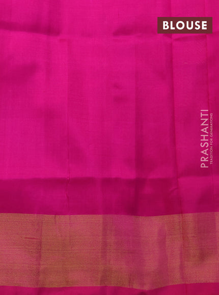 Pure uppada silk saree dual shade of pinkish orange and pink with zari woven jamdhani buttas and zari woven border