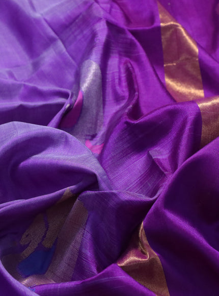 Pure uppada silk saree violet and purple with zari woven jamdhani buttas and zari woven border