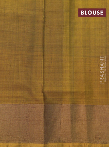 Pure uppada silk saree green and mustard yellow with zari woven jamdhani buttas and zari woven border