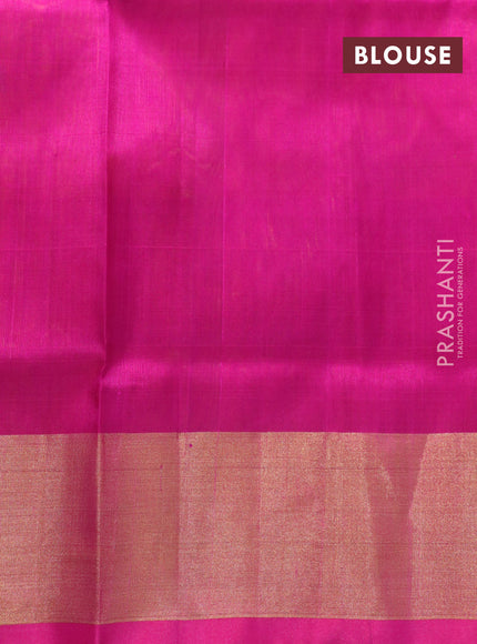 Pure uppada silk saree mustard yellow and pink with zari woven jamdhani buttas and zari woven border