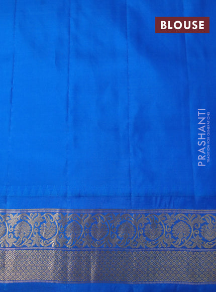 Pure gadwal silk saree light pink and cs blue with zari woven buttas and temple deisgn zari woven border