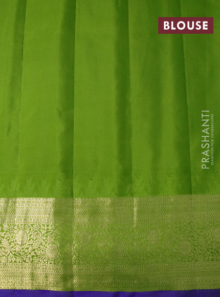 Pure gadwal silk saree purple and light green with zari woven buttas and temple deisgn zari woven border