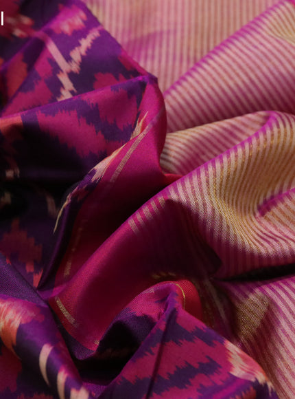 Rajkot patola silk saree purple and pink with allover ikat weaves and zari woven border