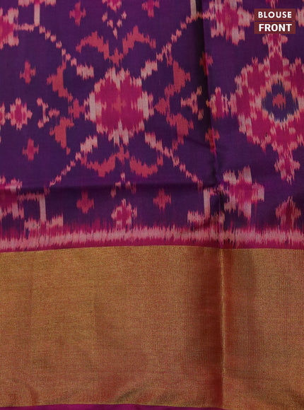 Rajkot patola silk saree purple and pink with allover ikat weaves and zari woven border