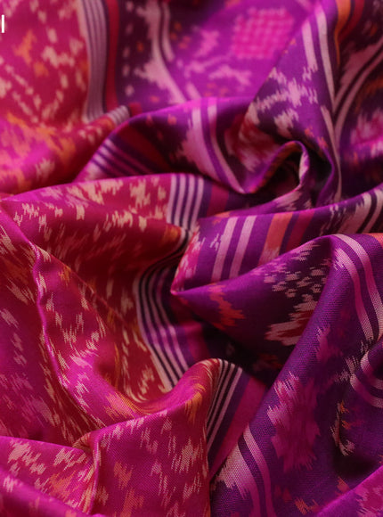 Rajkot patola silk saree magenta pink and purple with allover ikat weaves and ikat woven zari border