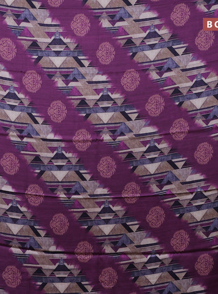 Semi modal saree multi colour and purple with allover prints and printed border