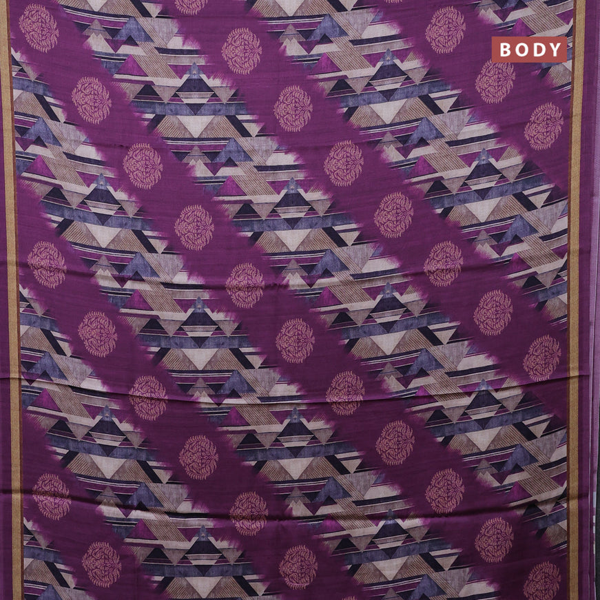 Semi modal saree multi colour and purple with allover prints and printed border