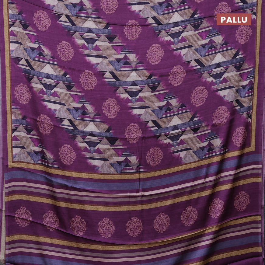 Semi modal saree multi colour and purple with allover prints and printed border