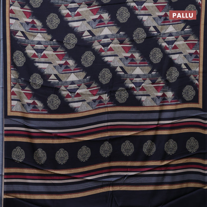 Semi modal saree multi colour and black with allover prints and printed border