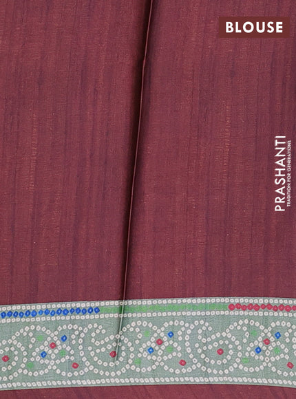 Semi modal saree blue and maroon with floral butta prints and printed border