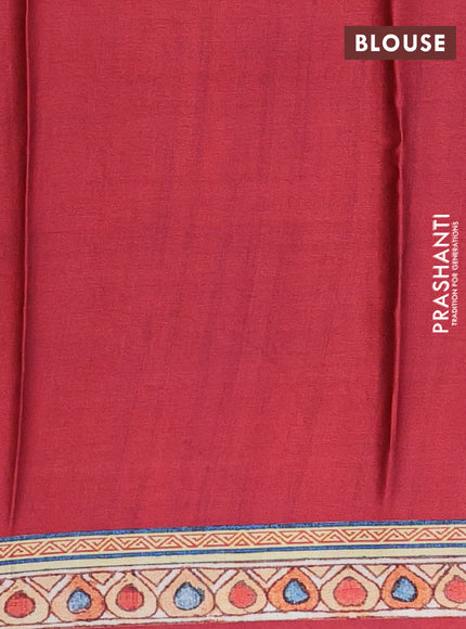 Semi modal saree black and maroon with allover kalamkari prints and printed border