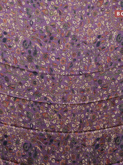 Semi modal saree lavender shade and purple with allover kalamkari prints and printed border