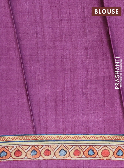 Semi modal saree lavender shade and purple with allover kalamkari prints and printed border