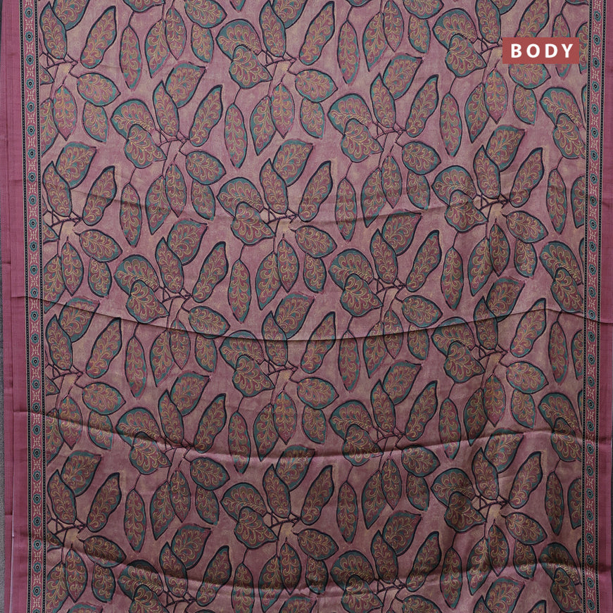 Semi modal saree pastel pink with allover prints and printed border