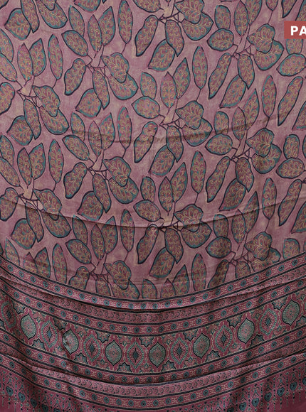 Semi modal saree pastel pink with allover prints and printed border