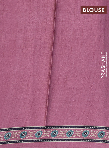 Semi modal saree pastel pink with allover prints and printed border