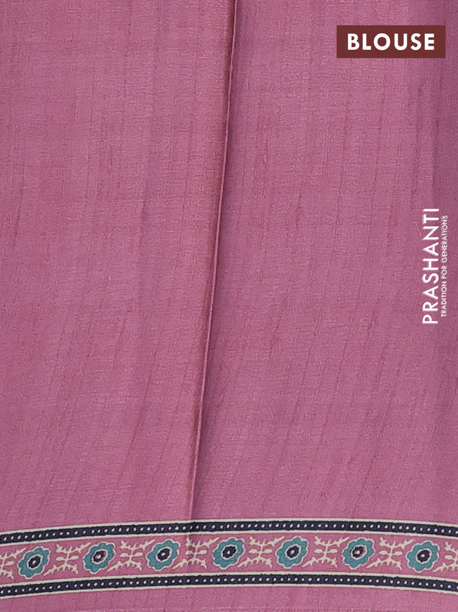 Semi modal saree pastel pink with allover prints and printed border