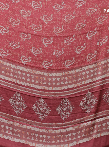 Semi modal saree red shade with allover prints and printed border