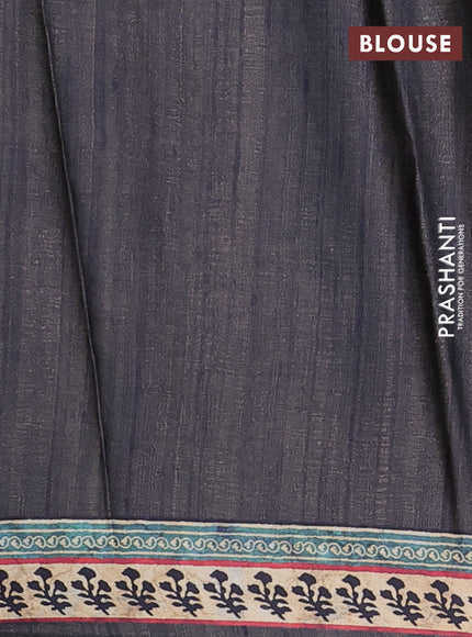 Semi modal saree grey with allover prints and printed border