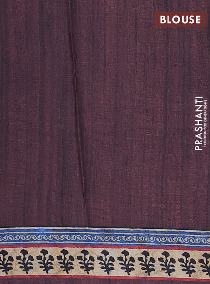 Semi modal saree brown with allover prints and printed border