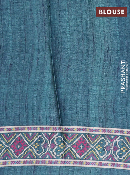 Semi modal saree peacock green with allover patola prints and printed border