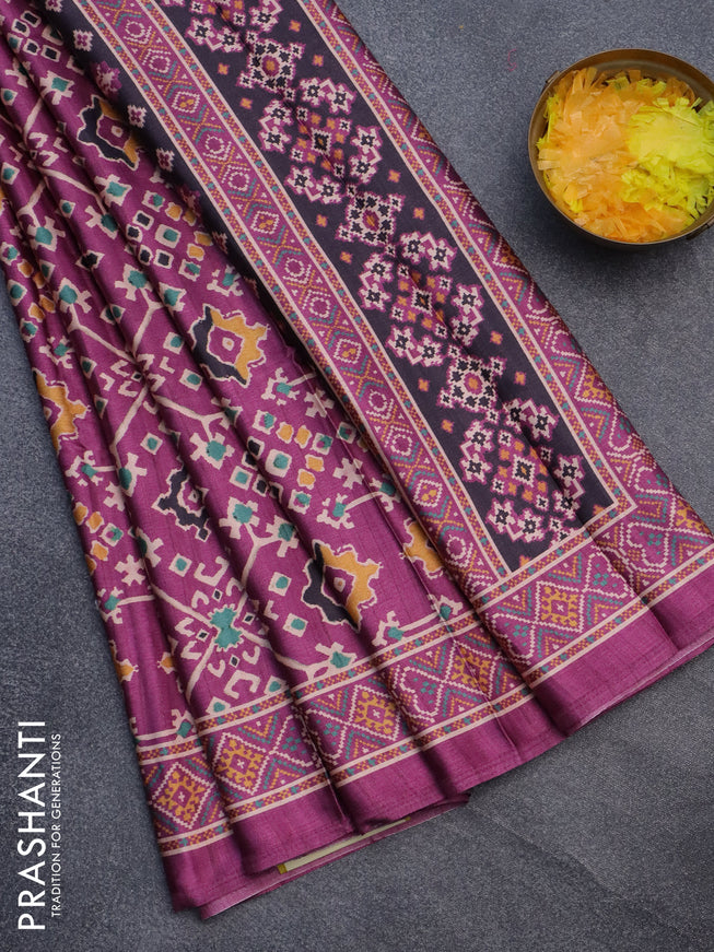 Semi modal saree magenta pink with allover patola prints and printed border