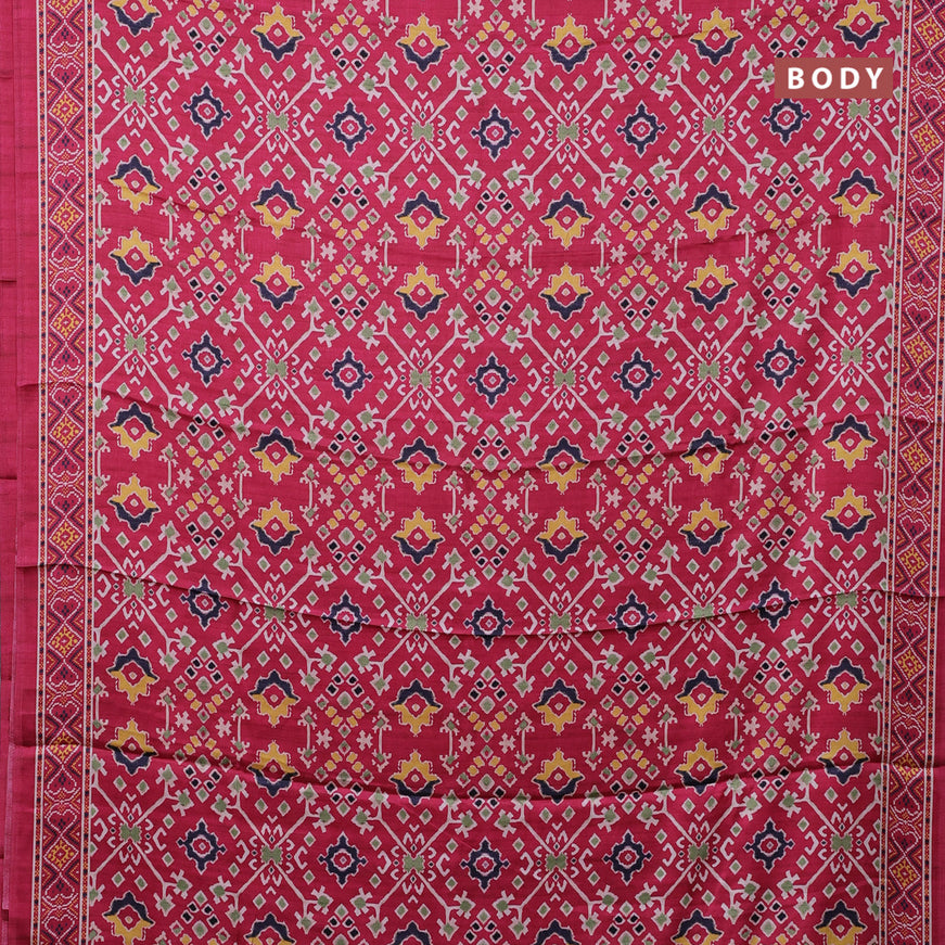 Semi modal saree pink with allover patola prints and printed border