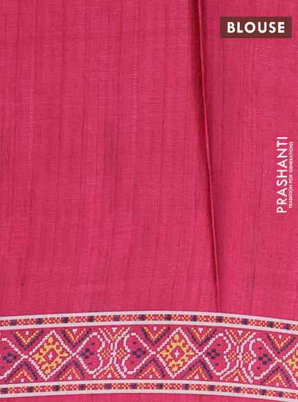 Semi modal saree pink with allover patola prints and printed border