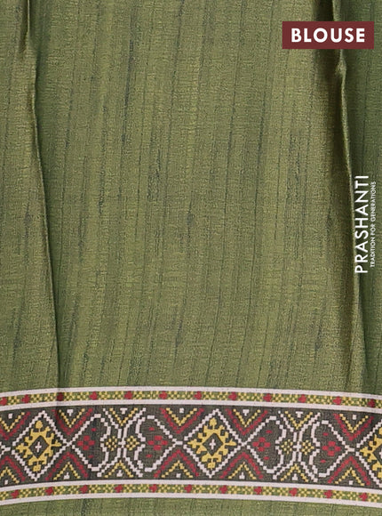 Semi modal saree green with allover patola prints and printed border