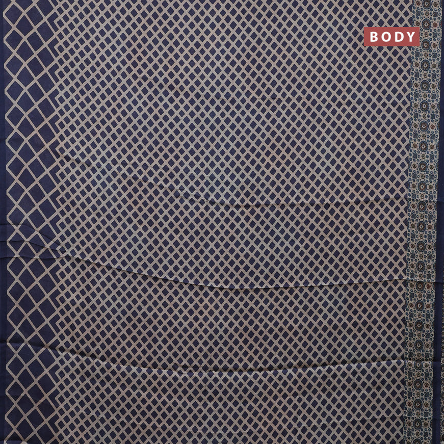 Semi modal saree bluish grey with allover prints and printed border