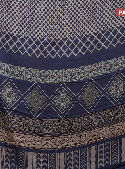 Semi modal saree bluish grey with allover prints and printed border