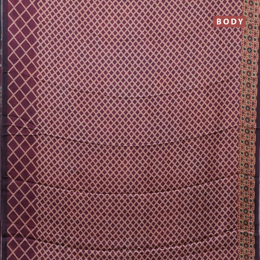 Semi modal saree maroon with allover prints and printed border