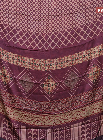 Semi modal saree maroon with allover prints and printed border