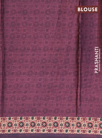 Semi modal saree maroon with allover prints and printed border