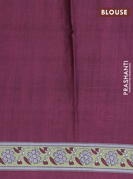 Semi modal saree wine shade with allover kalamkari prints and printed border