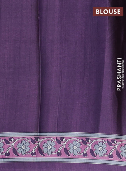 Semi modal saree jamun shade with allover kalamkari prints and printed border