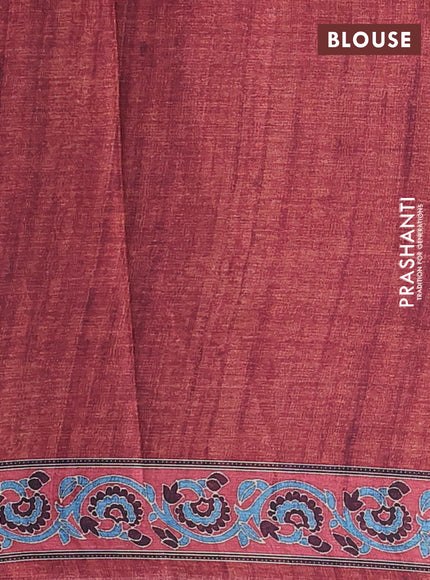 Semi modal saree maroon shade with allover floral prints and printed border